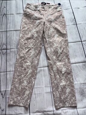 Robell Metallic Rose Gold and Cream leaf Print BELLA Pant Size 36 US 6